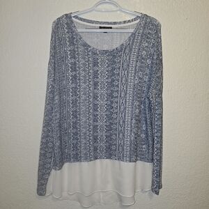 New Kiara large rayon blend flowy bottom slit in back long sleeve boho tunic top